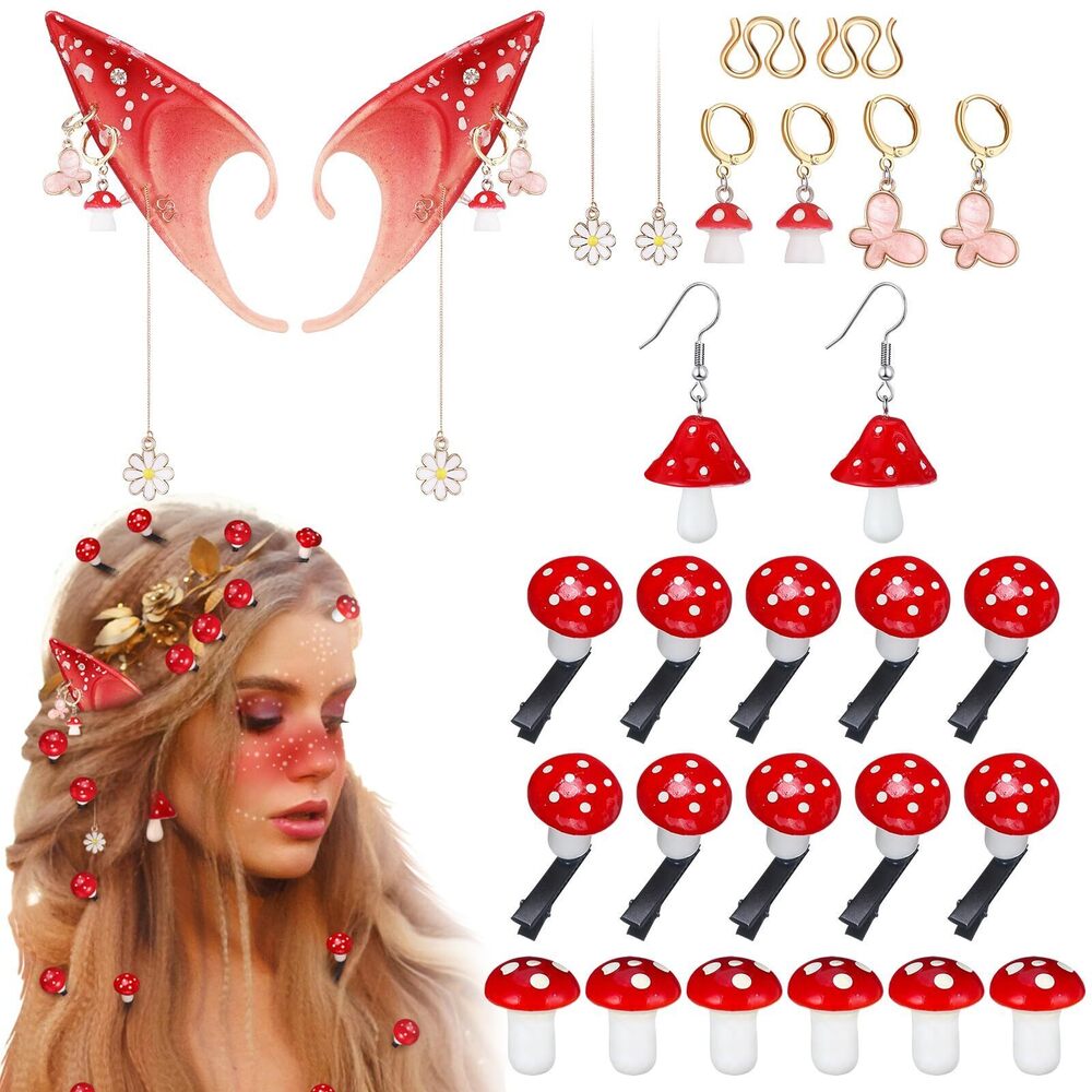 2557 18 Pcs Renaissance Mushroom Hair Accessoriess Set Clip